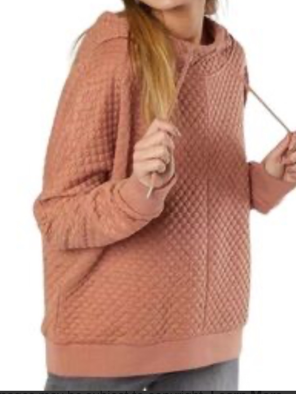 BKE Textured Bubble-Knit Hoodie in Rosewood - Picture 6 of 6
